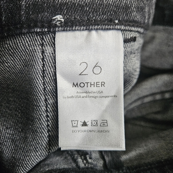 Mother Black Dark Wash Wide Leg Cropped Jeans - Picture 10 of 12